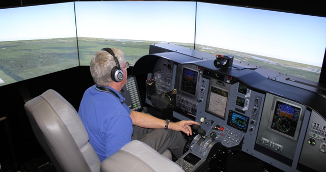 Chuck Hosmer, a Proflight instructor, flying the Next Gen CJ3 FTD